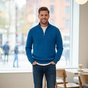 Polo Ralph Lauren | Blue Pima Cotton Quarter-Zip Pullover